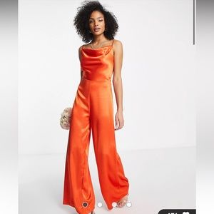 LAST CHANCE - EUC Little Mistress Orange Jumpsuit (Great for Wedding Guest!)